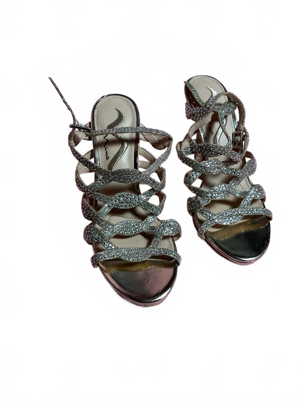 Via Spiga Women's Strappy Silver High Heel Sandals Size 8